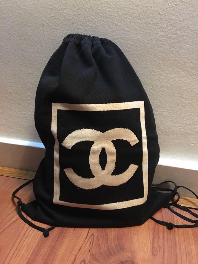 chanel canvas drawstring backpack
