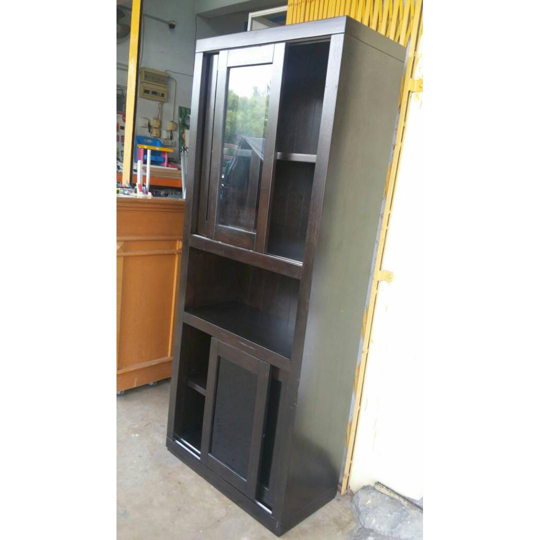 Bookshelf Sliding Glass & Sliding Wooden Door, Furniture & Home Living, Furniture, Shelves