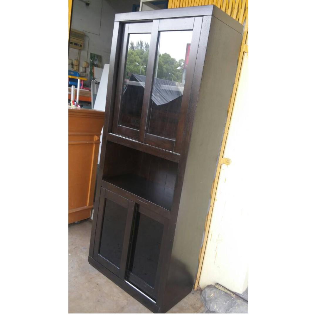 Bookshelf Sliding Glass & Sliding Wooden Door, Furniture & Home Living, Furniture, Shelves