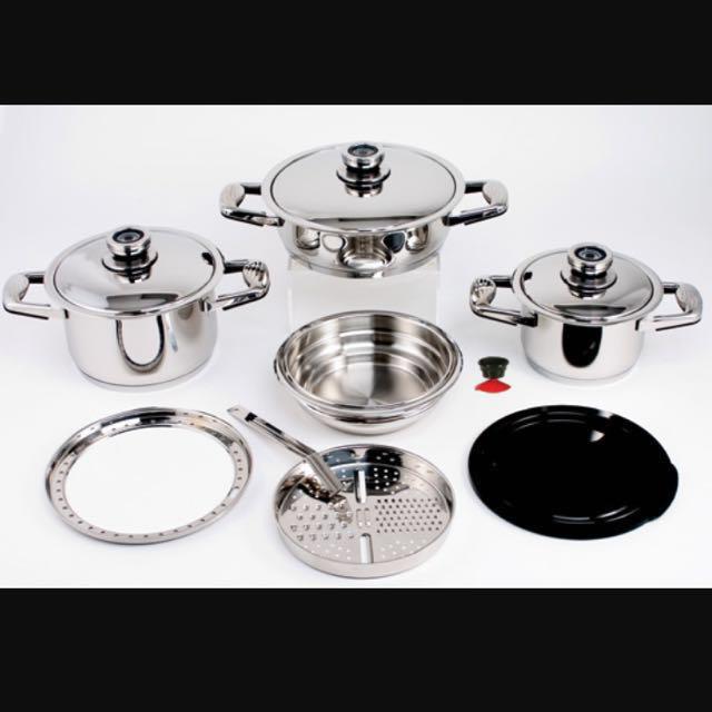 Brand New Rainbow 12 Piece Cookware Stainless Steel Pots, Furniture