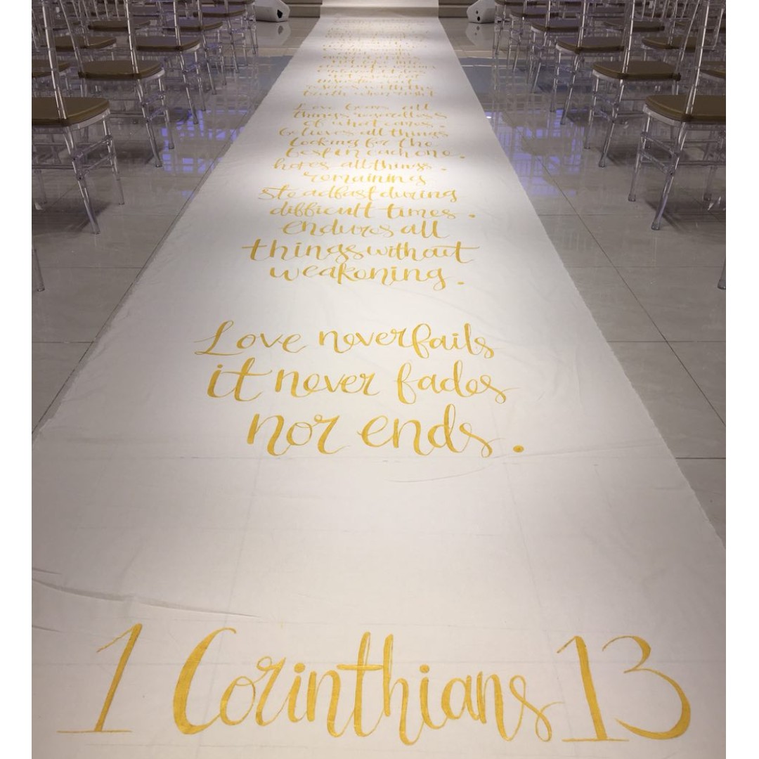 Calligraphy Wedding Aisle Runner Design Craft Handmade Craft On