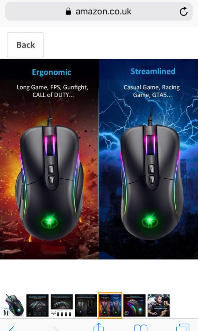 Gaming Mouse, Fnova M98 Gaming Mice, Wired Mouse, Computer Mouse PC ...