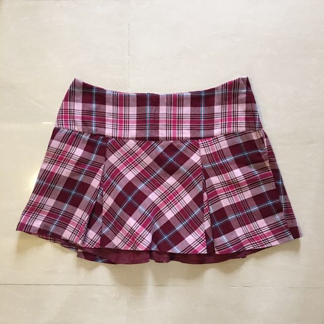 H&m pink plaid skirt online