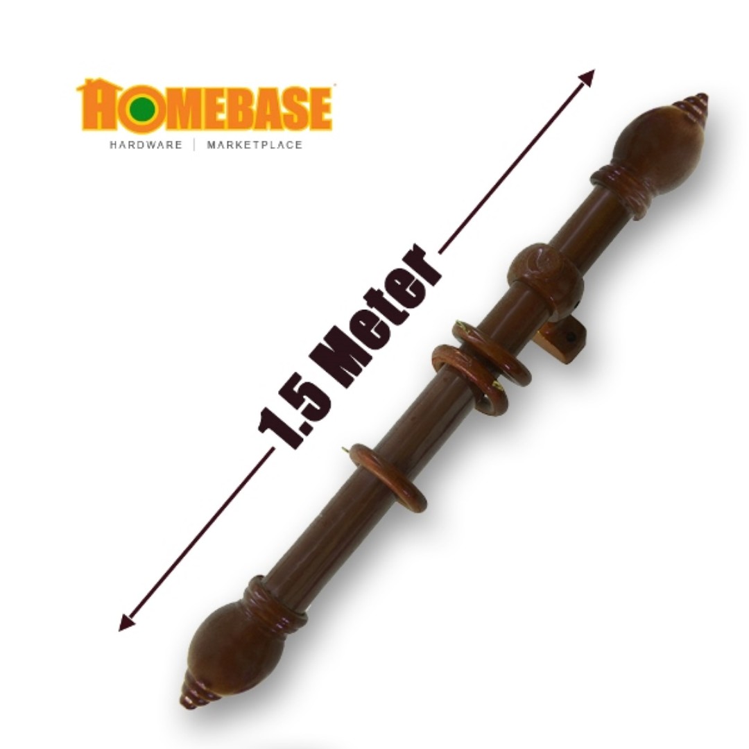 HOMEbase curtain rod wood brown 1.5M, Furniture & Home Living