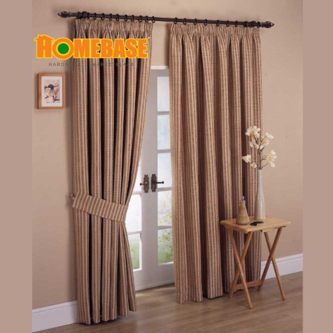 HOMEbase curtain rod wood brown 1.5M, Furniture & Home Living