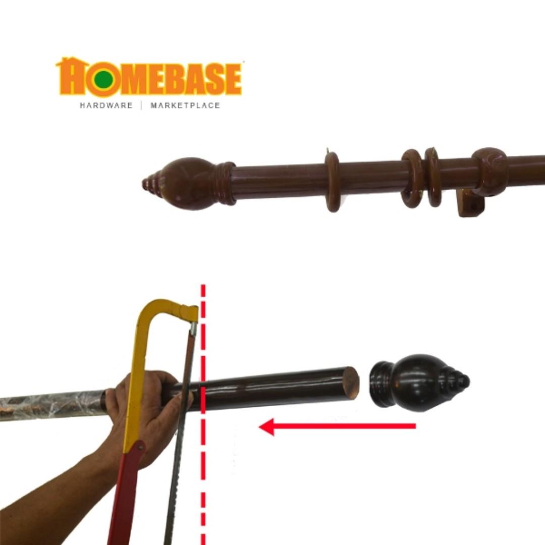 HOMEbase curtain rod wood brown 1.5M, Furniture & Home Living