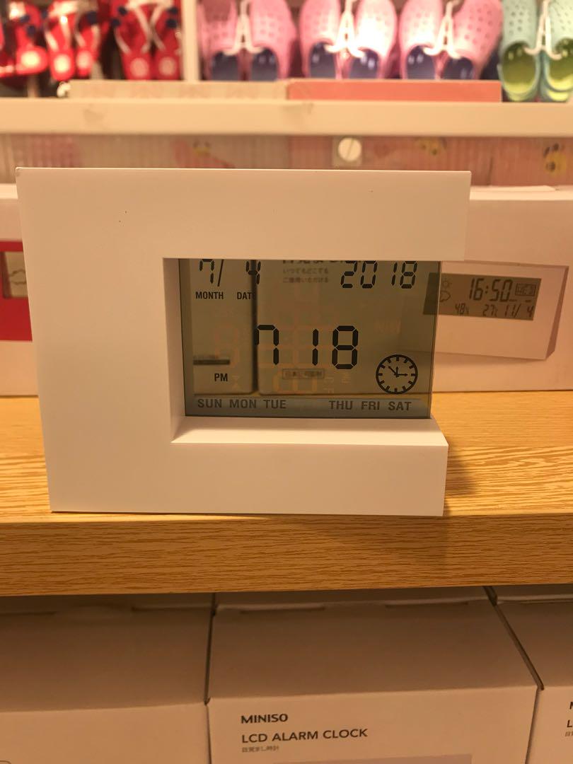 MINISO LCD Alarm Clock, Furniture & Home Living, Home Decor, Clocks on