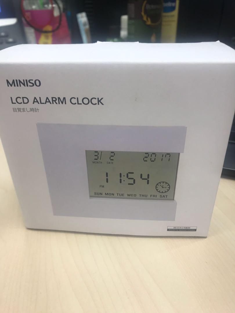 MINISO LCD Alarm Clock, Furniture & Home Living, Home Decor, Clocks on