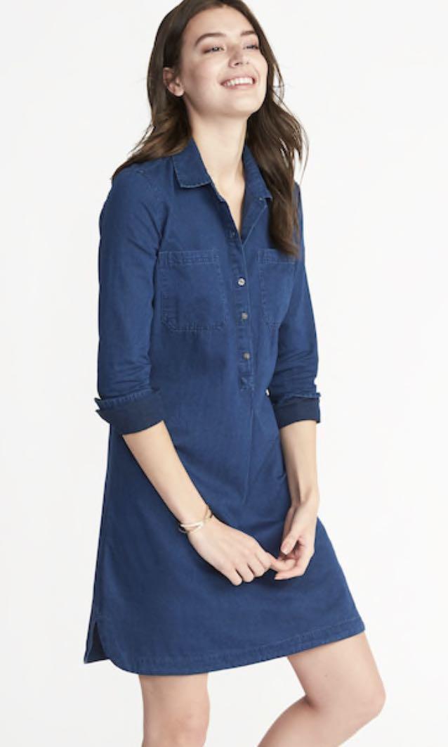 Old Navy Chambray Shirt Dress For Women Denim Women S Fashion Clothes Dresses Skirts On Carousell