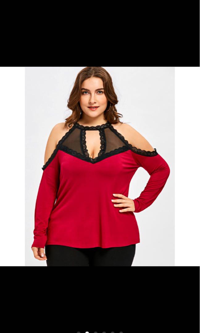 plus size open shoulder shirts