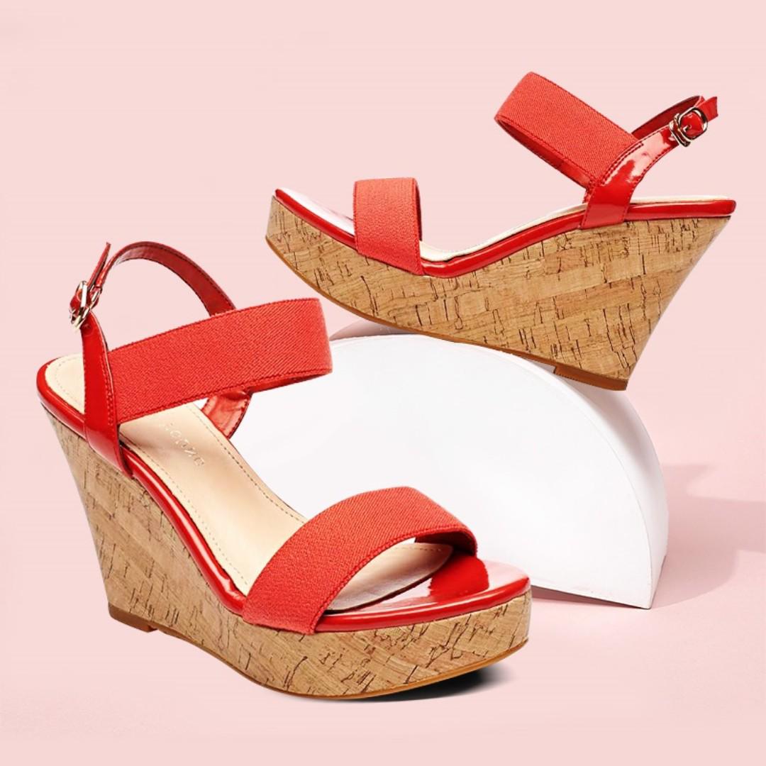 Red open toe wedges outlet