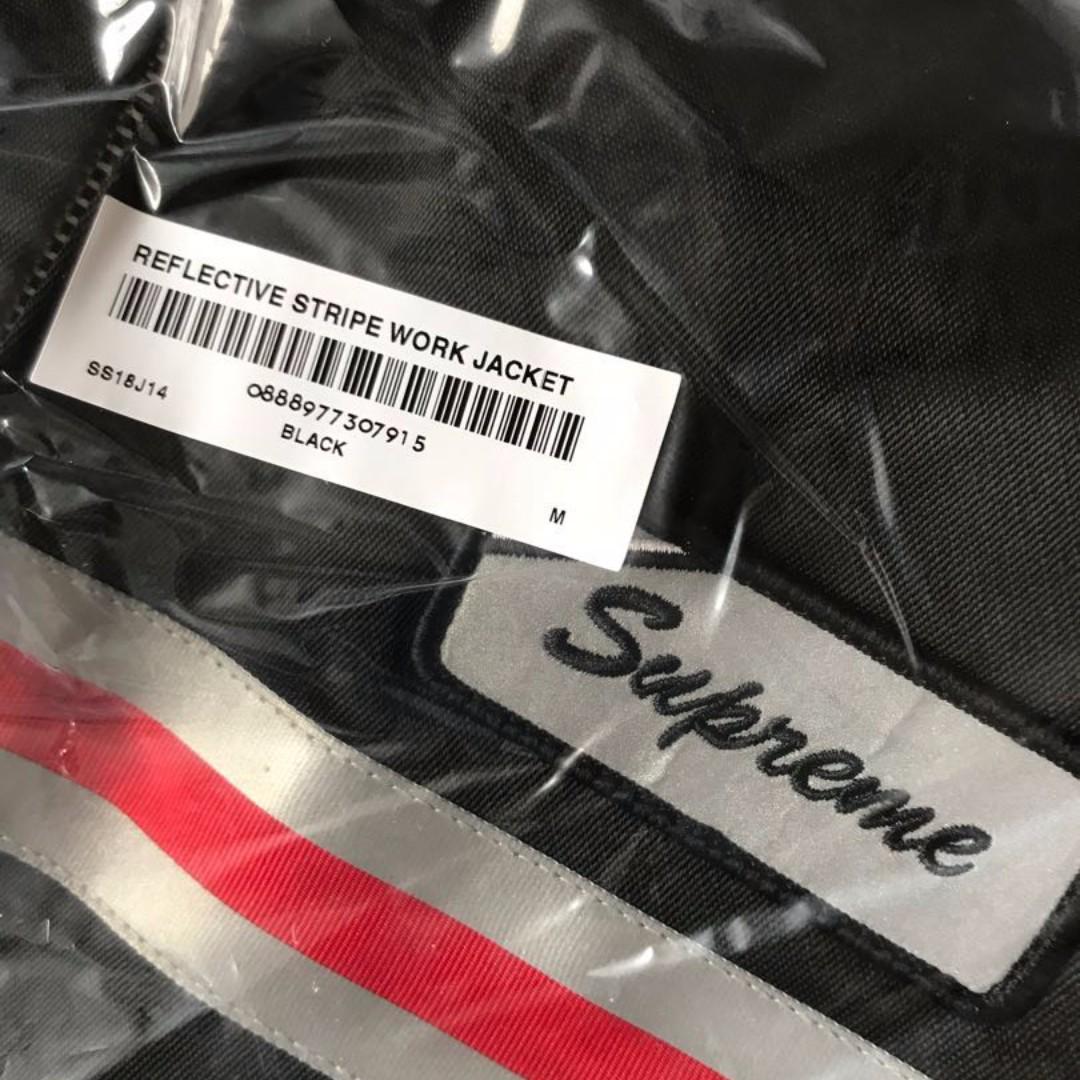 Supreme reflective stripe work jacket black on sale