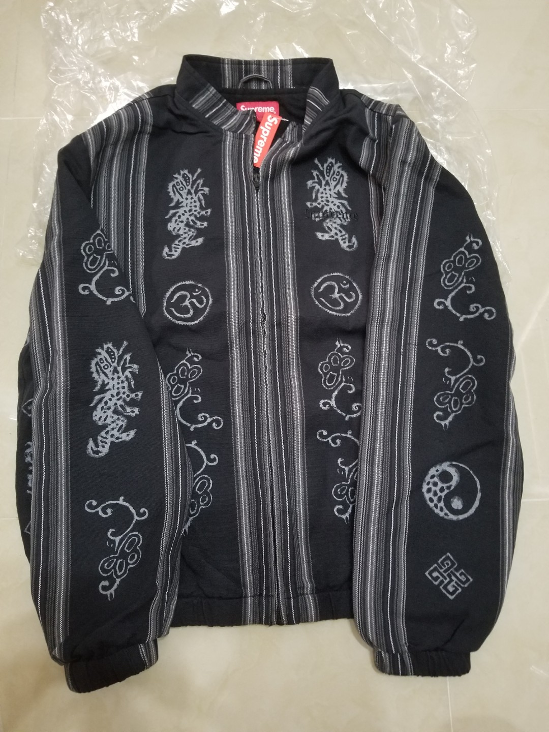 supreme woven striped batik jacket