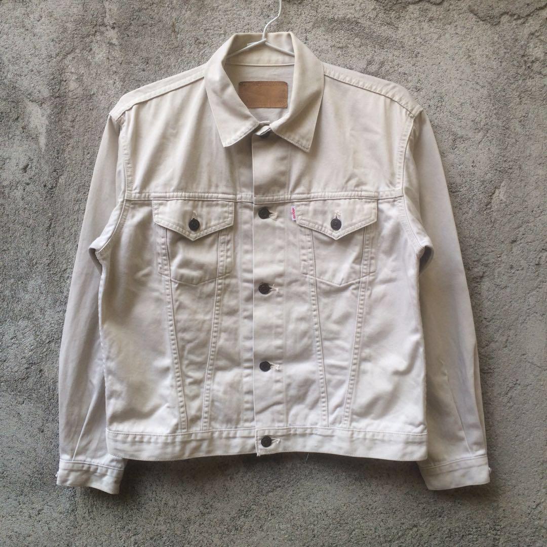 Trucker Jacket Jeans Levis White Tab Fesyen Pria Pakaian di