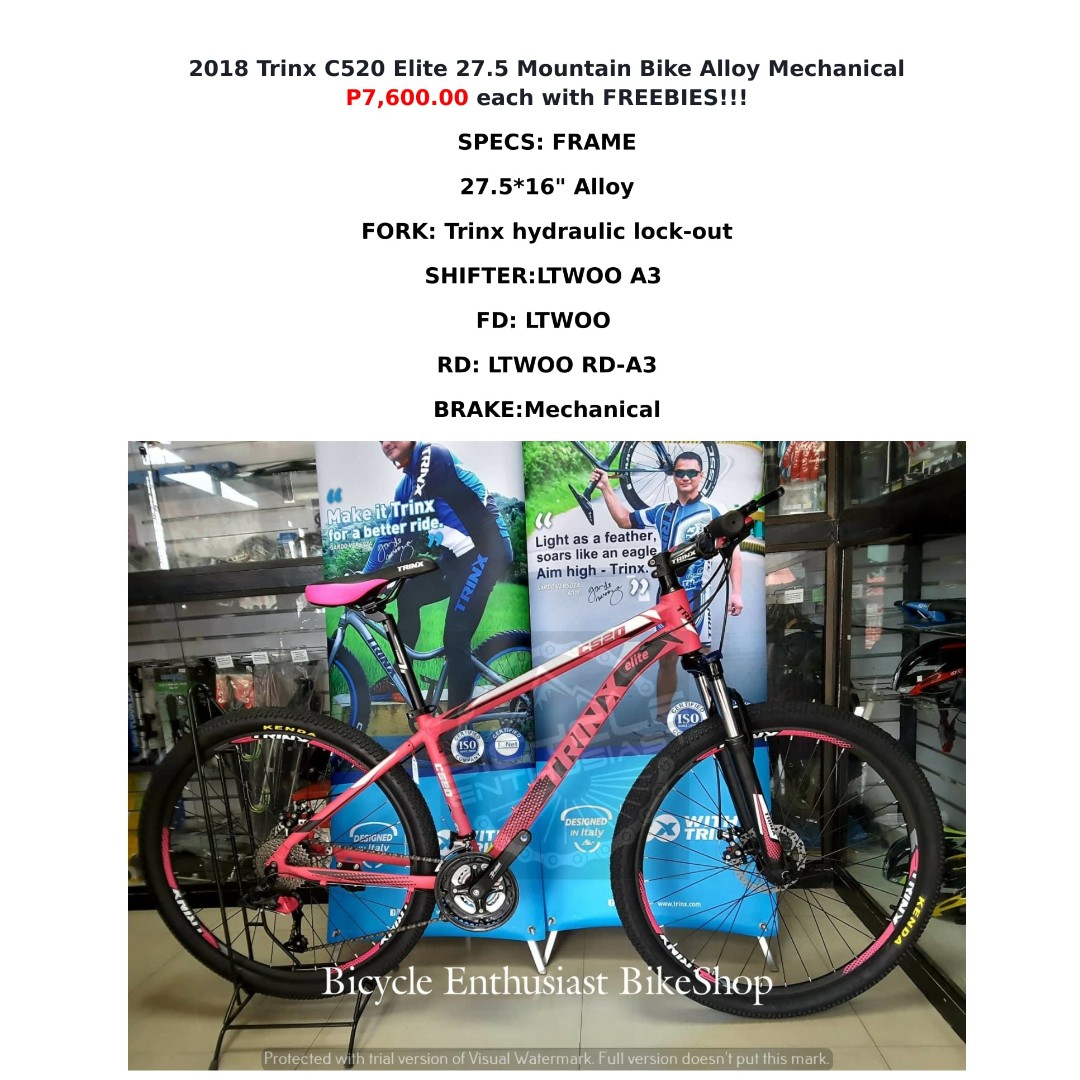 2018 Trinx C520 Elite 27.5 Mountain Bike Alloy Mechanical Keysto Phantom Totem Bikeshop Bicycle Enthusiast Sports Equipment Bicycles Parts Bicycles on Carousell