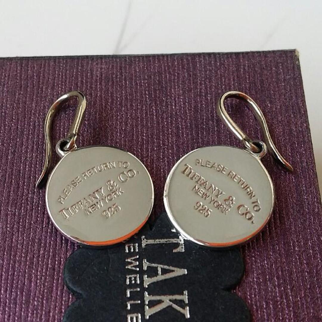 Authentic Tiffany Co. Return To Tiffany Round Tag Sterling Silver Drop Earrings