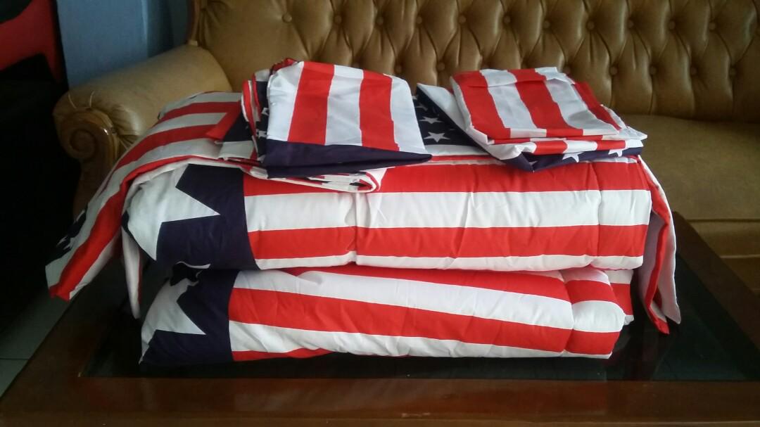 Bed Cover Sprei Motif Bendera Usa Uk 160 200 30 Perabotan Rumah Di Carousell