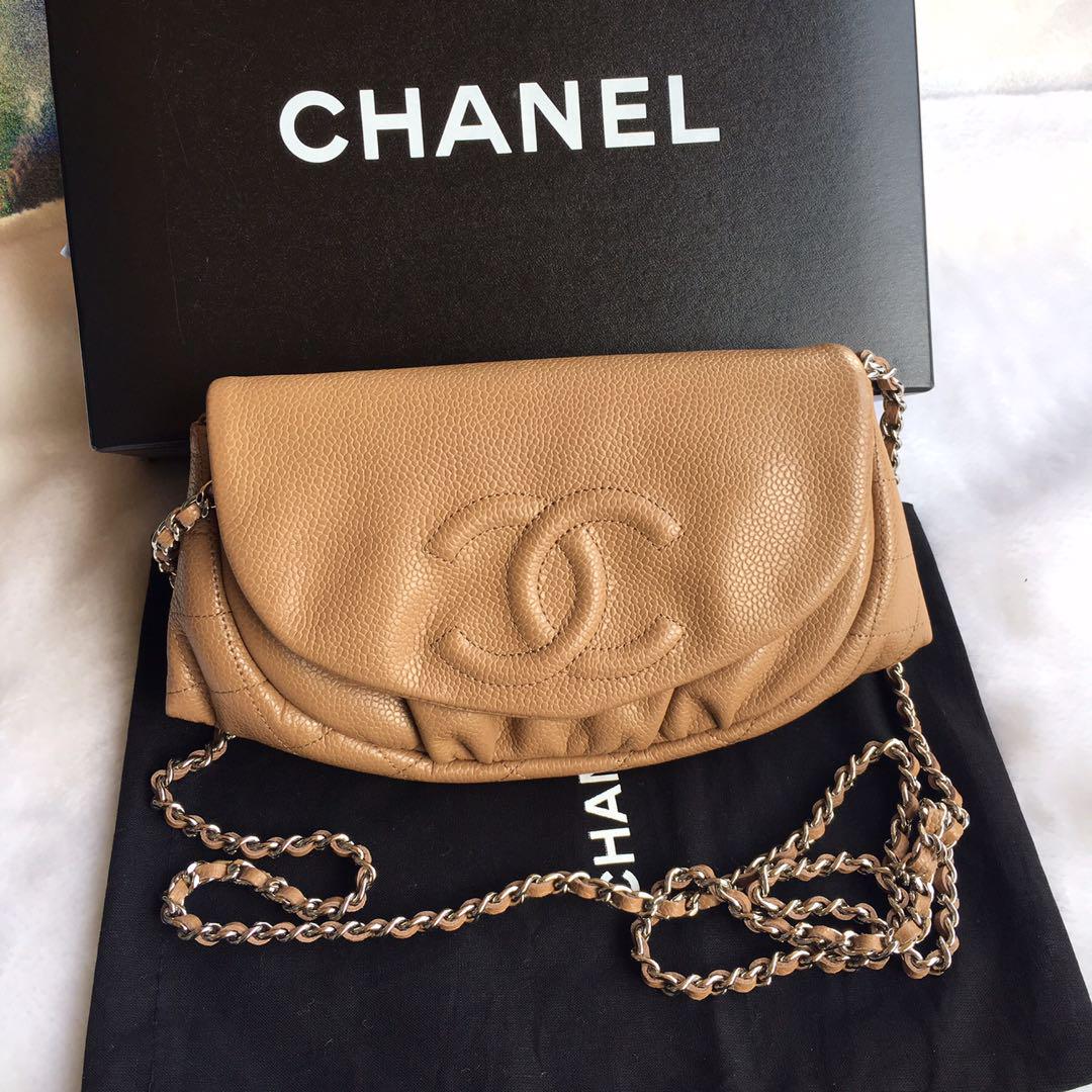 Chanel 焦糖色荔枝皮雙C鏈包, 名牌精品, 精品包與皮夾在旋轉拍賣