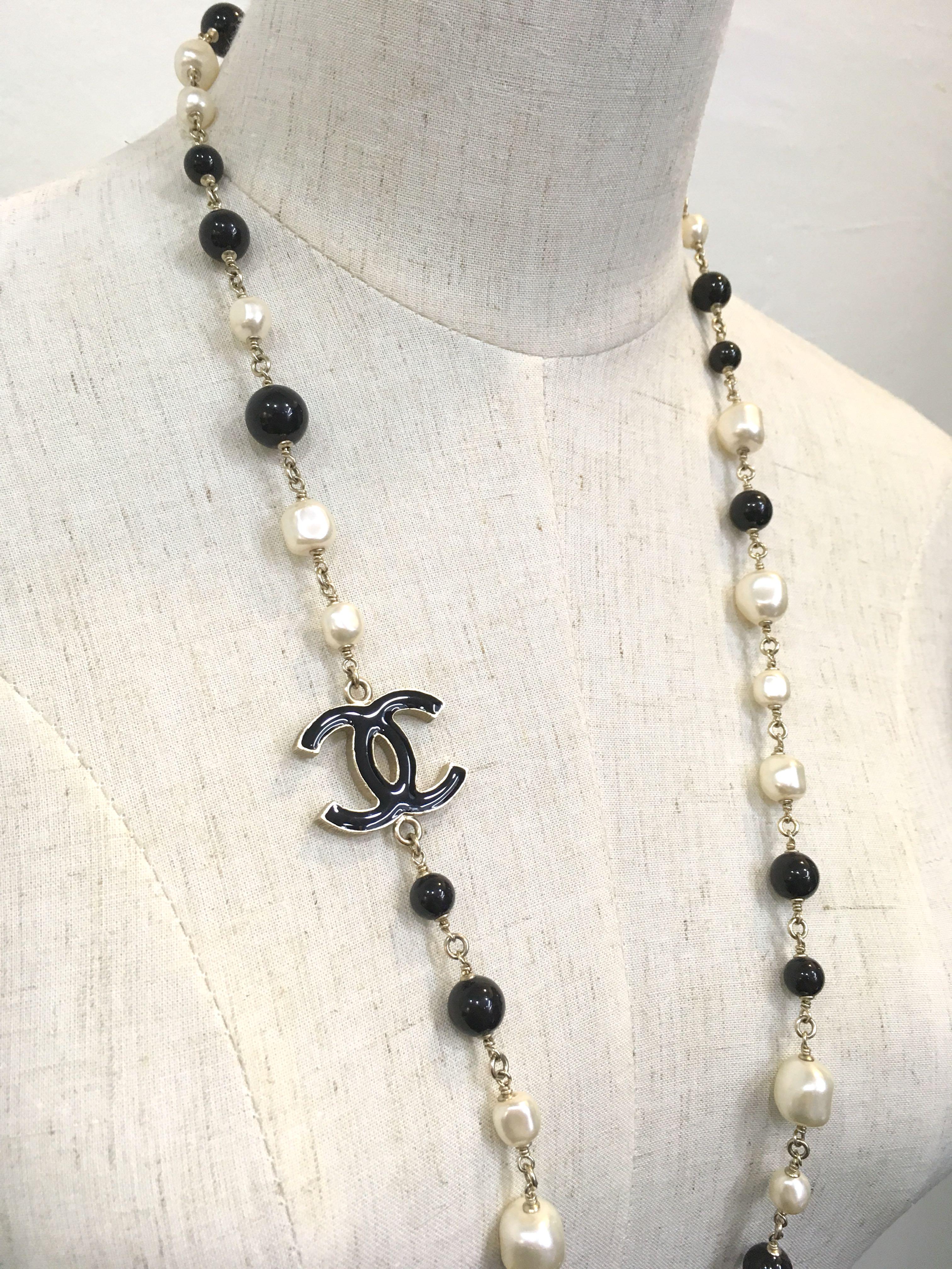 Chanel long pearl necklace sale replica