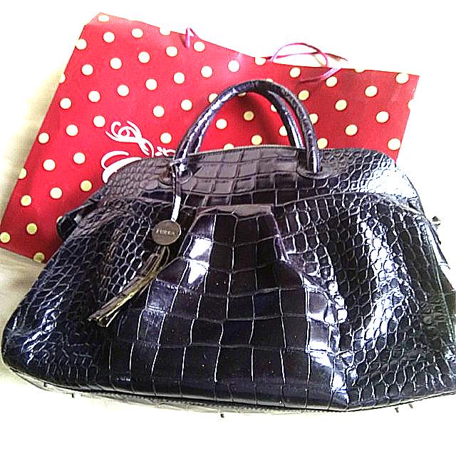 Furla moc croc leather bag