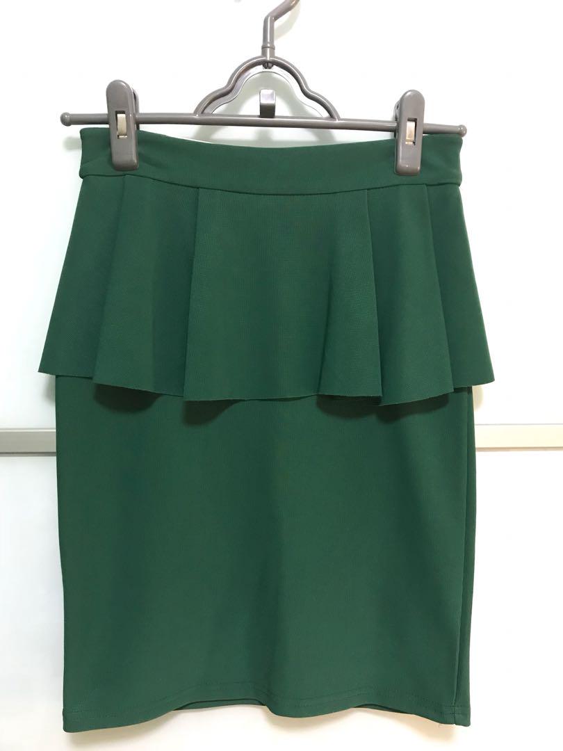 Green peplum skirt, Women's Fashion 