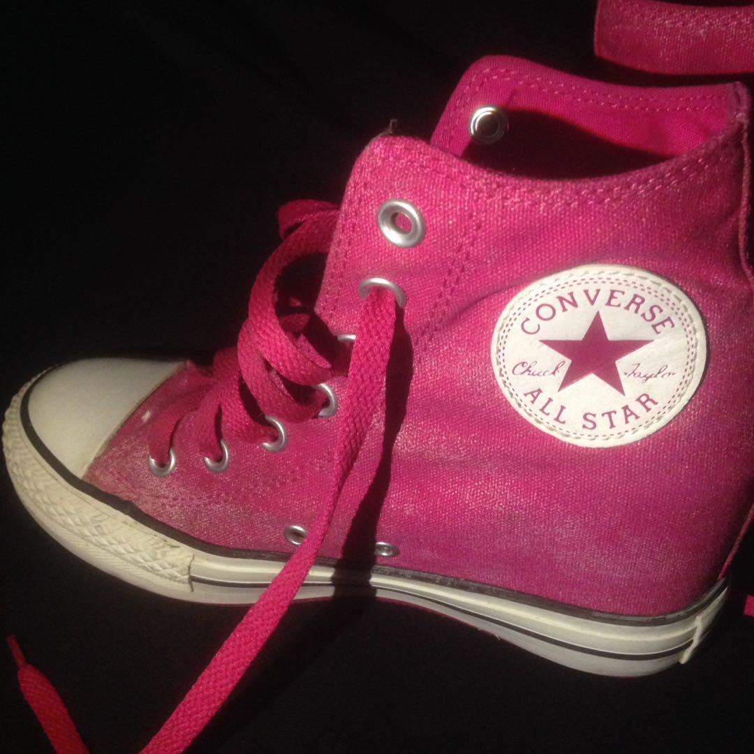pink converse wedges