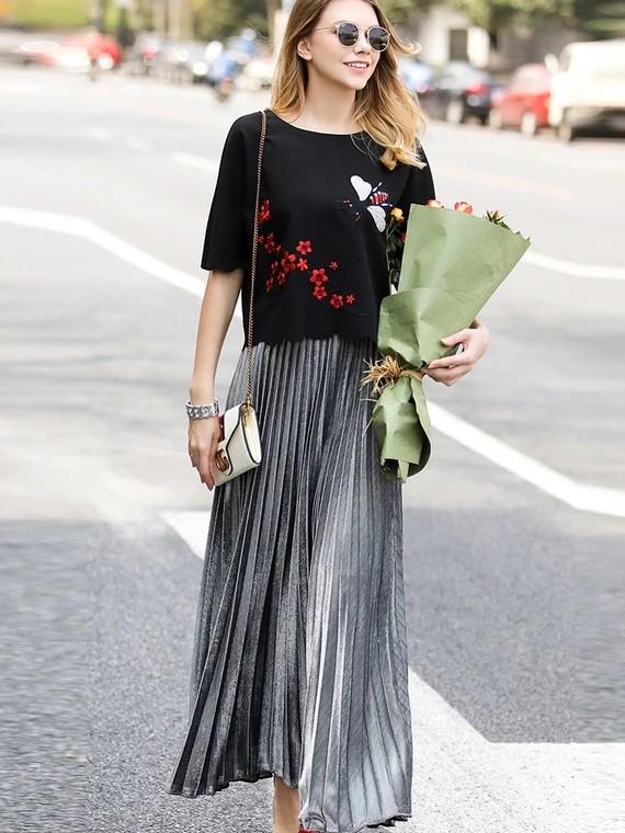 Silver pleated sale skirt h&m