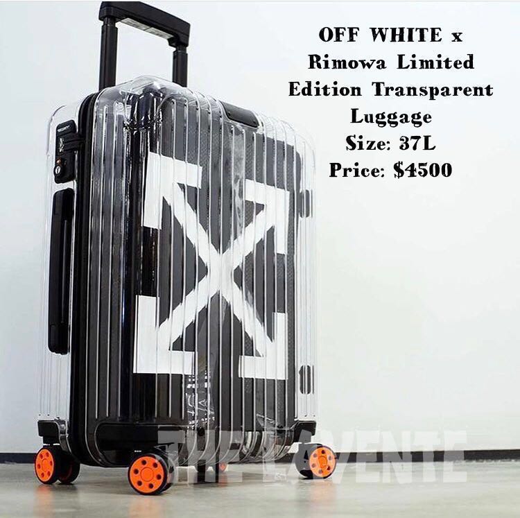 Off-White Transparent Luggage RIMOWA size H 21in x W 15in x D