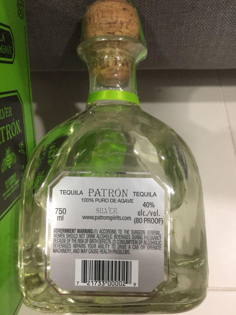Silver Patron Tequila Food Drinks Beverages On Carousell