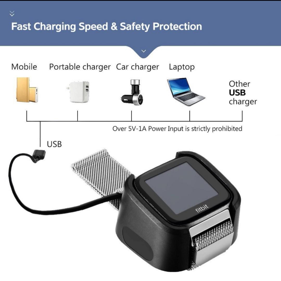 USB Charging Cable Dock Charger for Fitbit Versa Fitbit Versa Lite Smart Watch Mobile Phones Gadgets Mobile Gadget Accessories Chargers Cables on Carousell