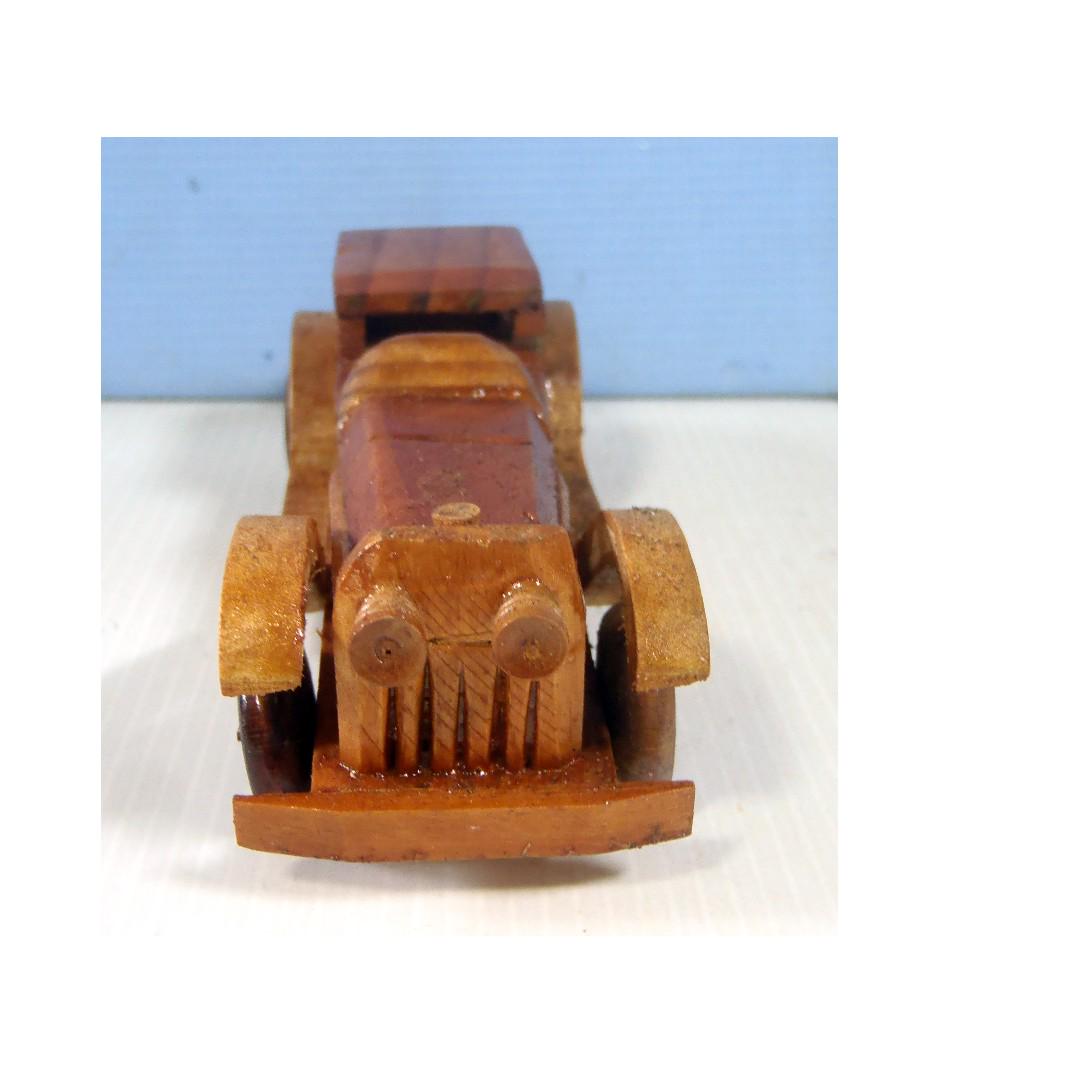 Vintage hand made wooden classic car model circa:1960s unused from old