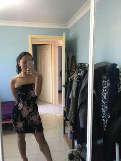 DOLLYFASHIONGIRL BLACK STRAPLESS XS SUMMER FLORAL DRESS