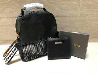Charles&keith backpack+dompet mini walet hologram