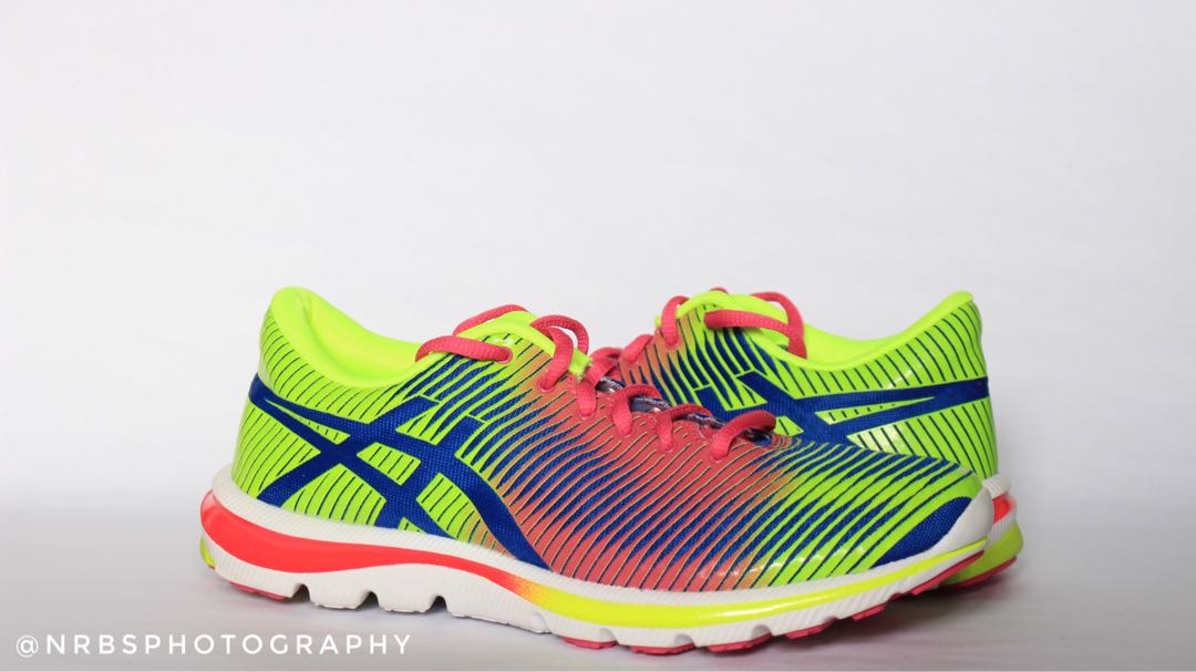 asics neon colored running shoes