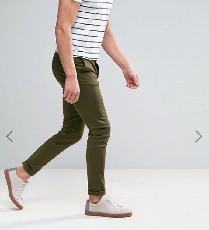 green skinny chinos