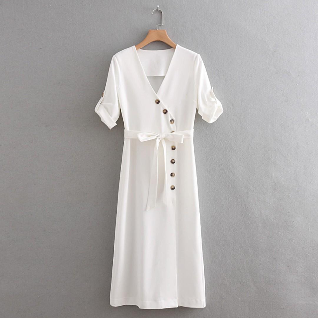 button down wrap dress