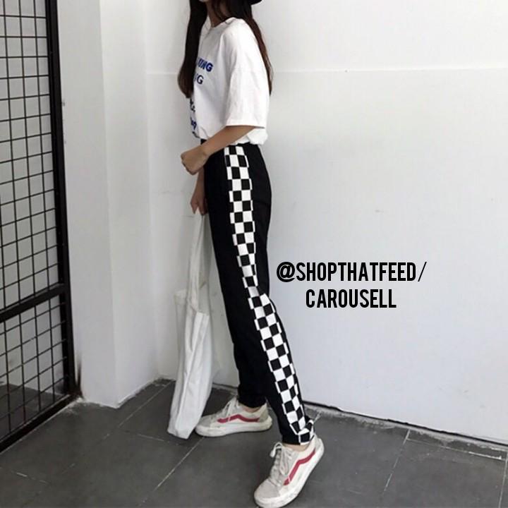 checkerboard joggers womens