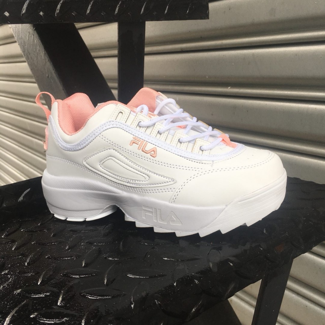 FILA DISRUPTOR WHITE PEACH Women s Fashion Footwear Sneakers on