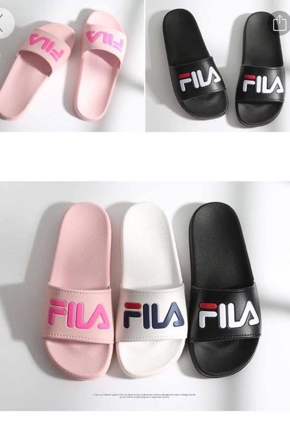 black fila sliders