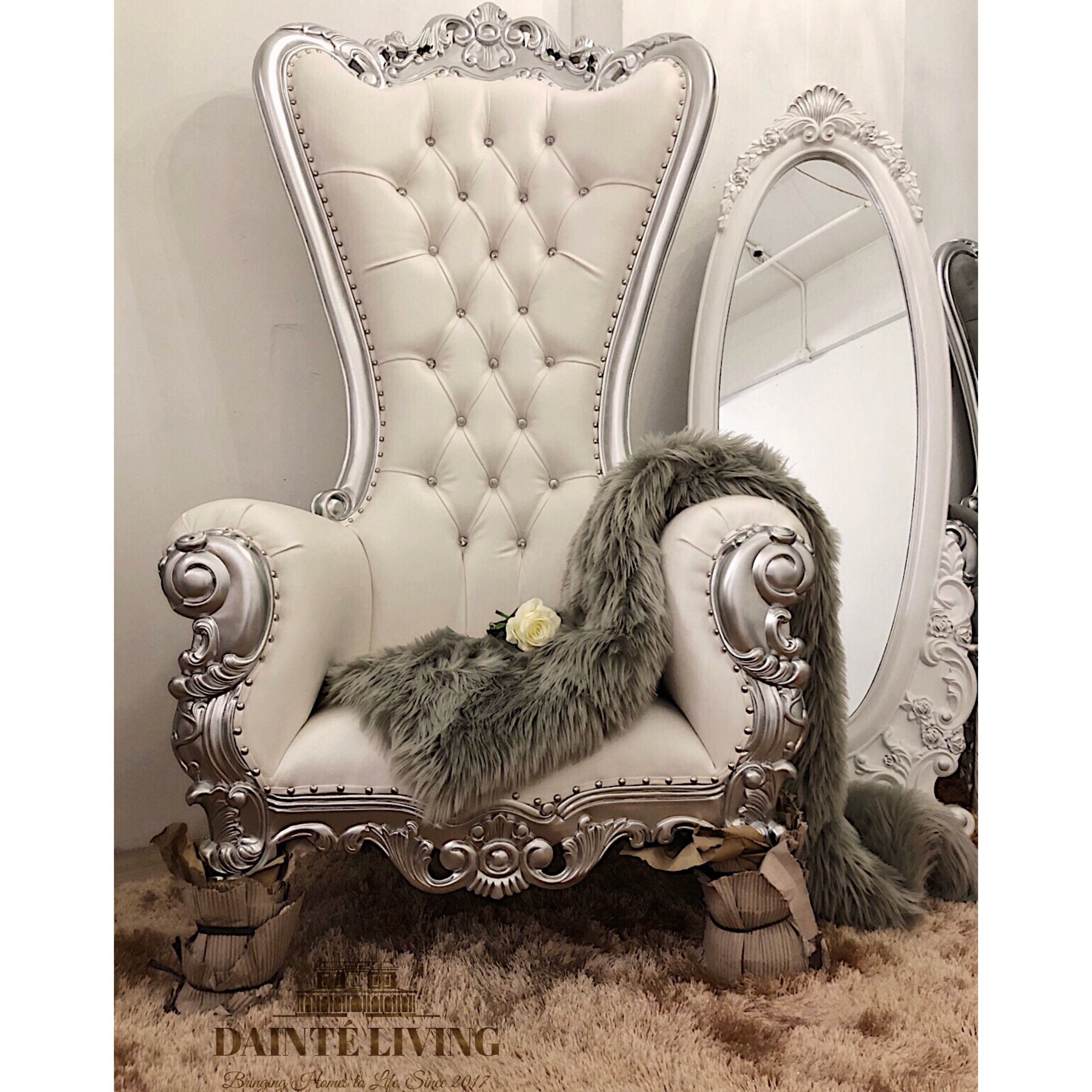French Baroque High Back Throne Chair Furniture Home Living Furniture Chairs on Carousell