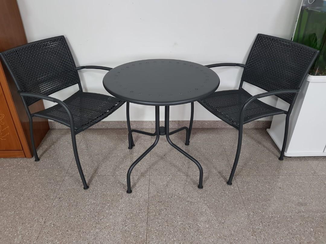 Ikea outdoor metal table with 2 chairs, Furniture & Home Living, Furniture, Tables & Sets on