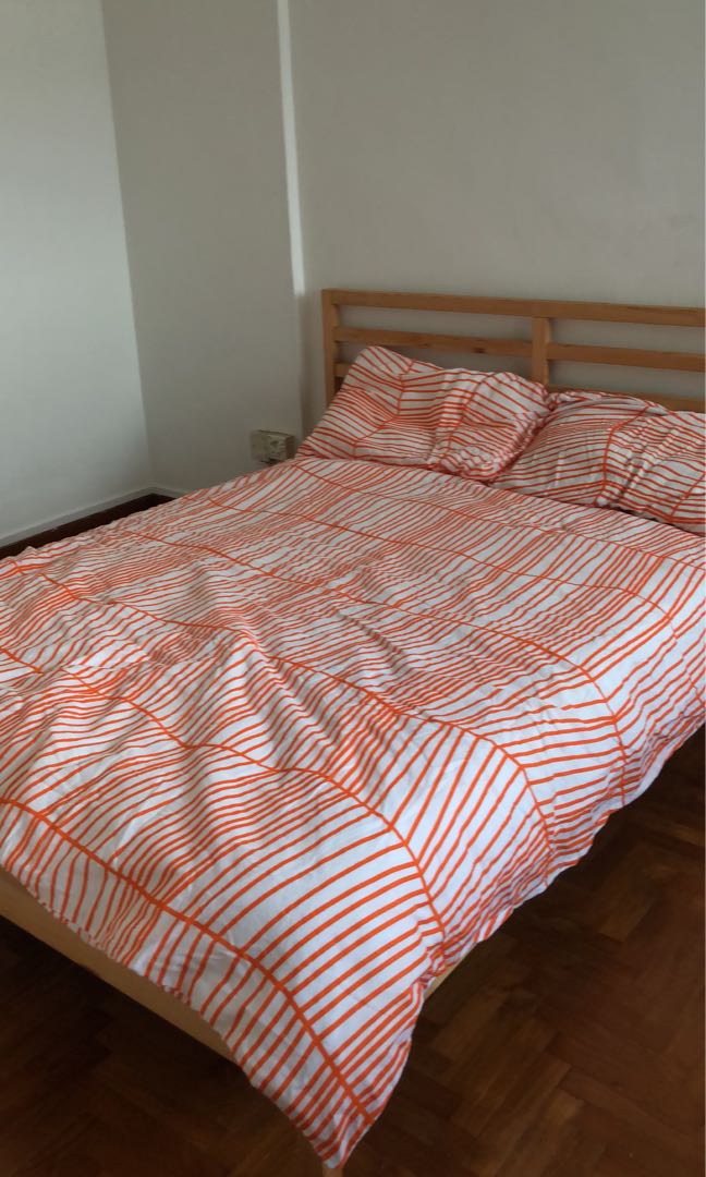 IKEA Queens size mattress and bed frame, Furniture & Home Living