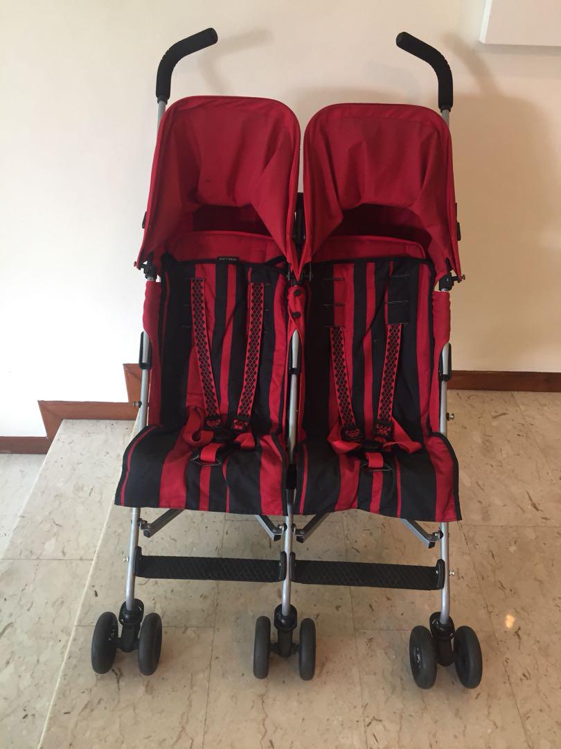 maclaren double stroller red