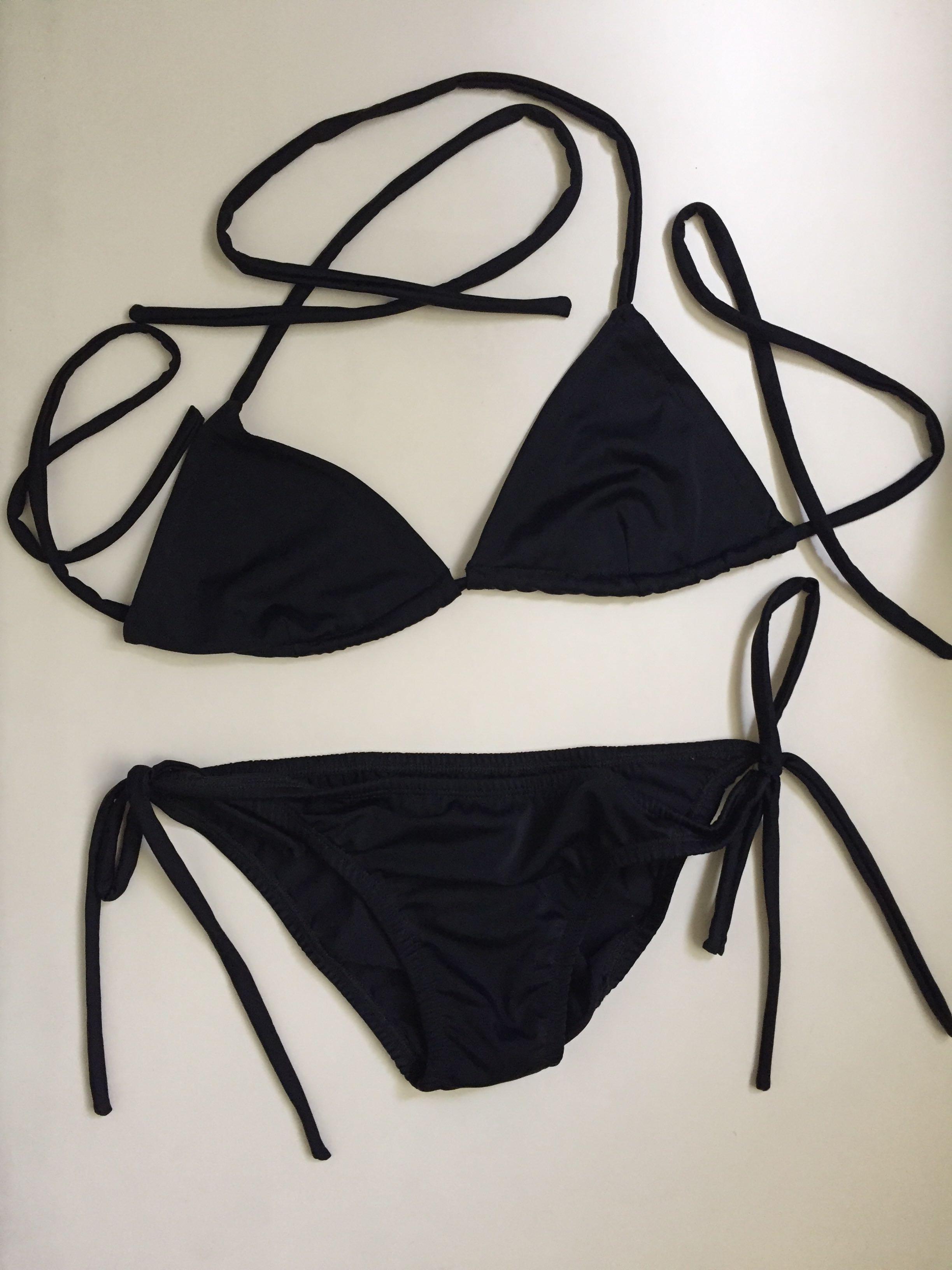 plain black bikini set