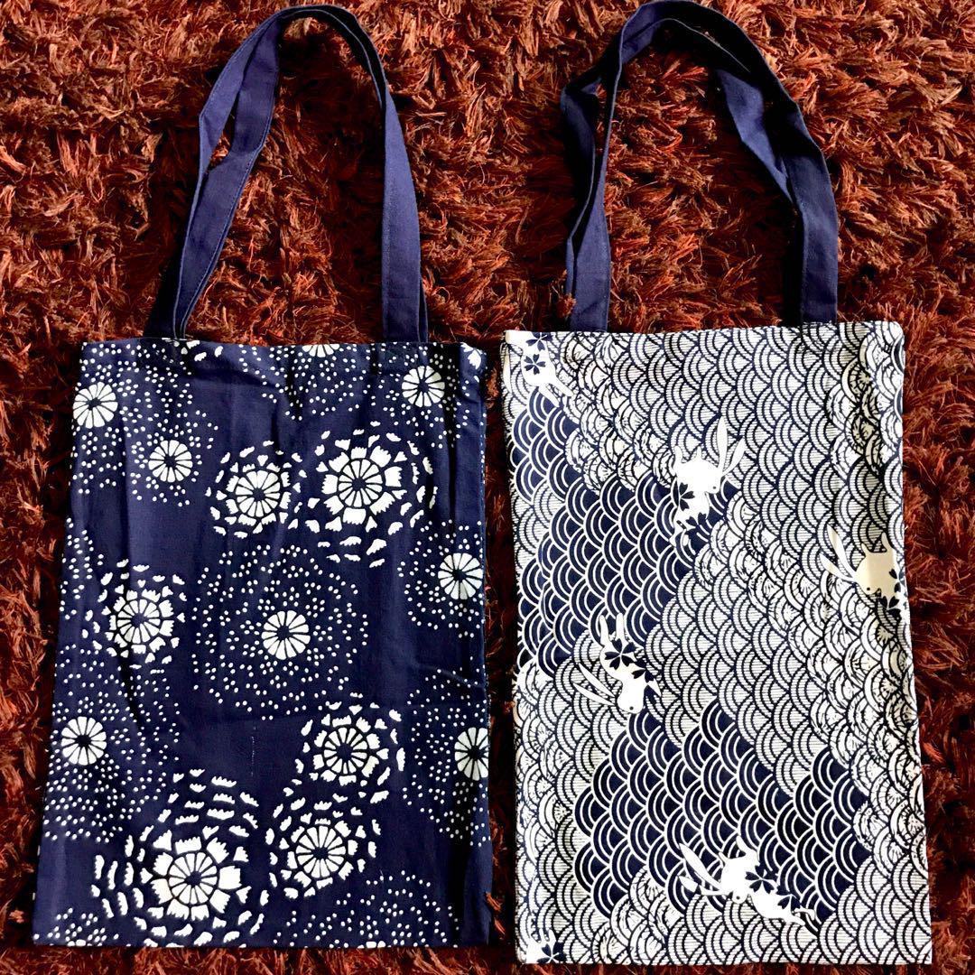 Indigo Dyed Cotton Tote With Japanese Inspired Motifs Women S Fashion Bags Wallets Tote Bags On Carousell