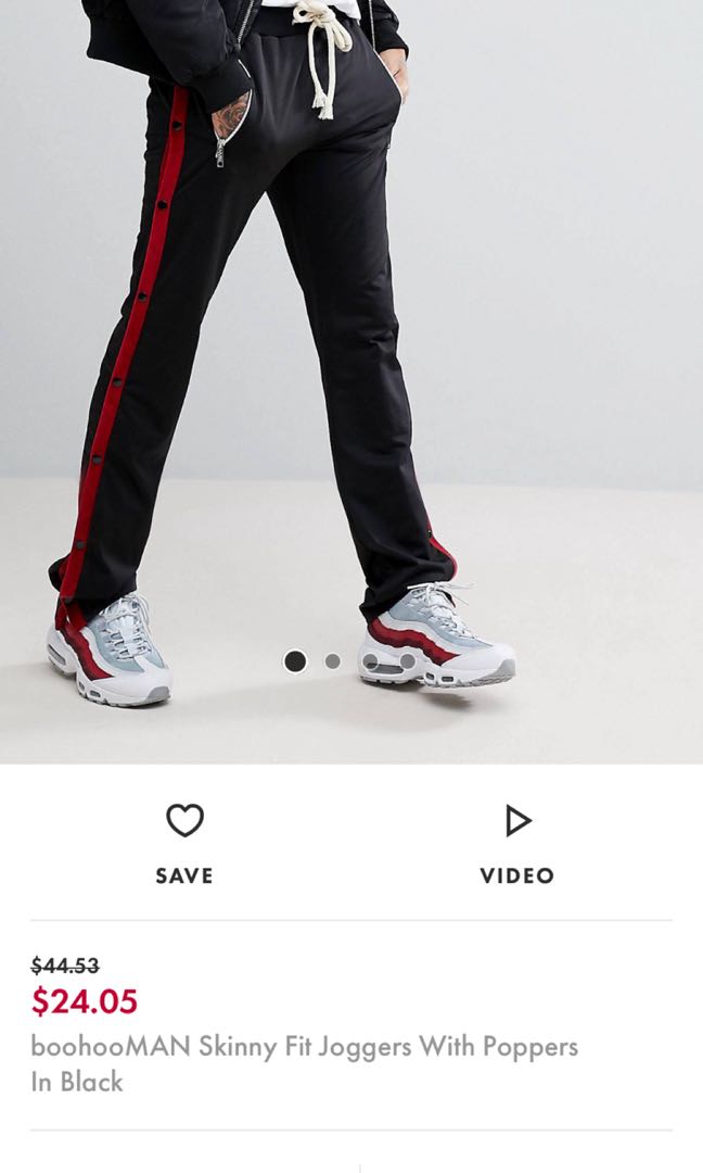 Skinny Tracksuit pants wih poppers Men s Fashion Bottoms