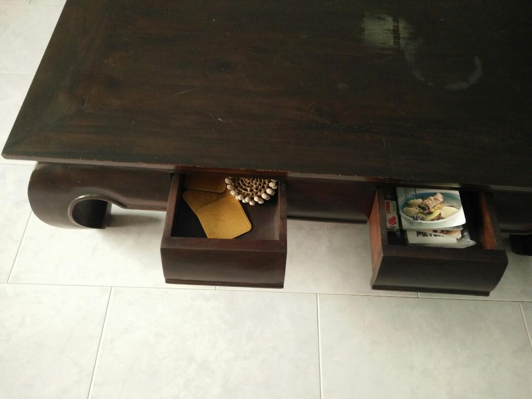 Solid teak wood coffee table (Myanmar wood), Furniture & Home Living