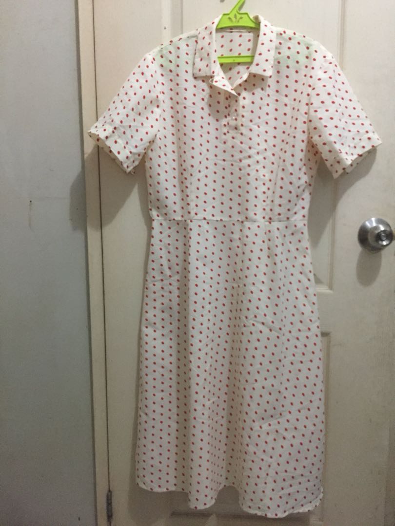 Red and White Polka Dot Dress - Vintage/Used