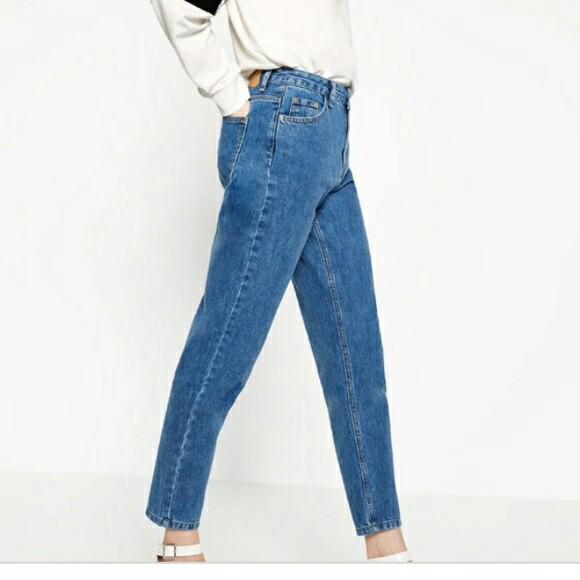 Zara trafaluc denim wear mom jeans hot sale
