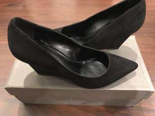 Never Used Charles And Keith Black Suede Wedge